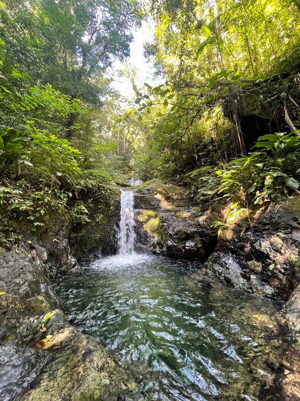 Cachoeira cristalina em poço natural